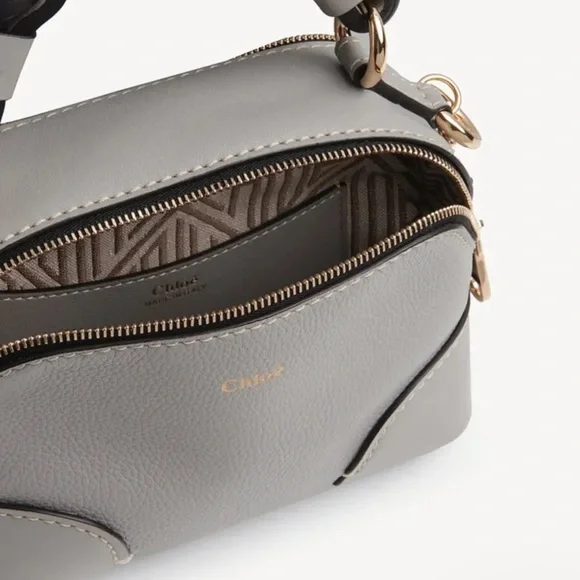 CHLOE Mini Daria Leather Chain Crossbody Shoulder Bag Stromy Gray NWT - Picture 5 of 16